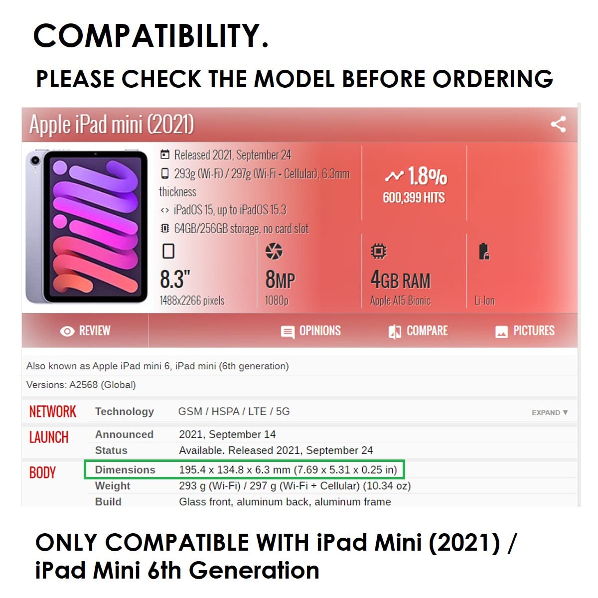 iPad Mini 6 (8.3inch , 2021, 6th Generation)